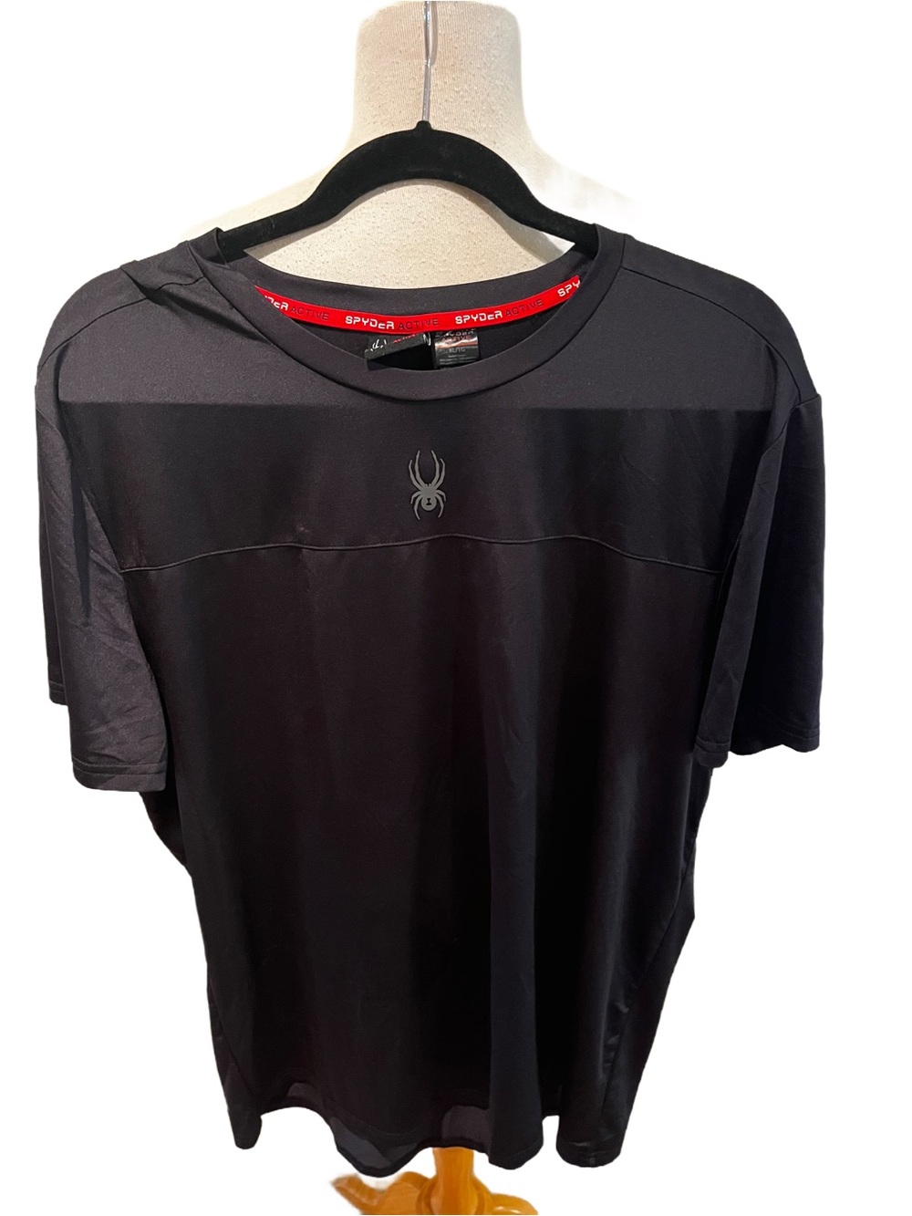 New Spyder Active Shirt Mens XL Black Short Sleeve Performance Athletic Tee Logo